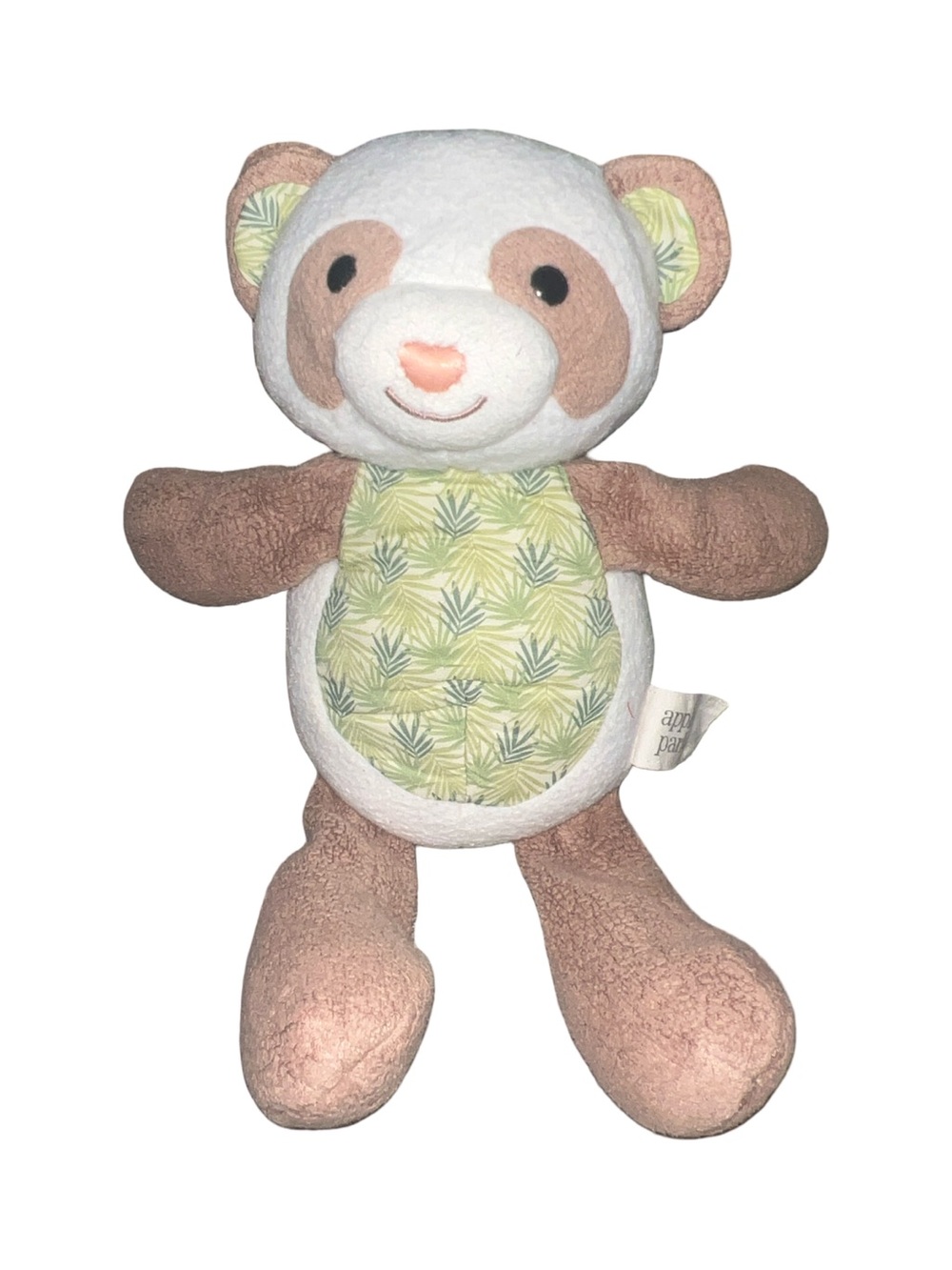 Apple Park Panda Bear Patterned Stuffed Plush 12” Crème Brown